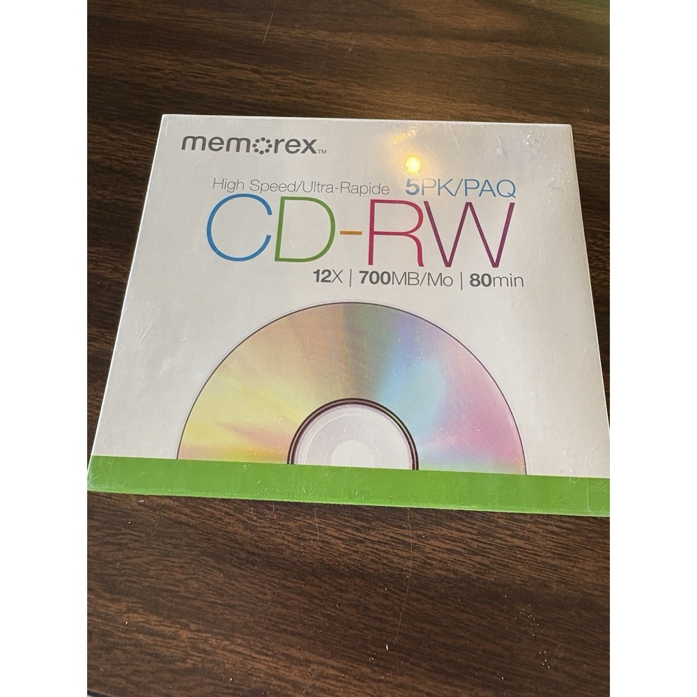 Memorex High Speed CD-RW 12x 700MB 80 Min 5 Pack Factory Sealed‎